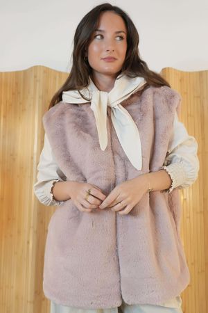 Mara Luxury Faux Fur Hooded Gilet Ballet